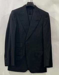 TOM FORD Windsor Two-Piece Suit Mens 48R Black Stripe Peak Lapel Single Breasted - Picture 1 of 22