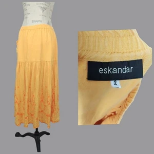 Vintage Eskandar Skirt 2 Small Maxi Western Orange - Picture 1 of 10