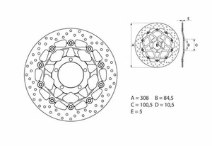 Disque de frein BREMBO Serie Oro rond flottant - Photo 1/2