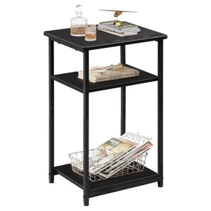 End Table, 3-Tier Black Side Tables Living Room, Bedroom, Home Office, Narrow... - Picture 1 of 7