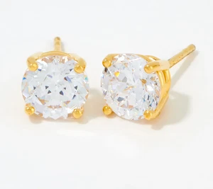 Diamonique 100-Facet 18K Gold Plated Stud Earrings - Picture 1 of 1
