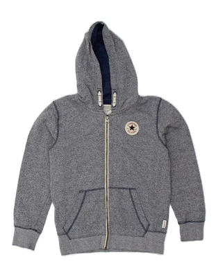 CONVERSE Pull à capuche zippé garçon 8-9 ans petit coton bleu moucheté BX18 - Photo 1/3