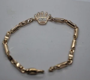 BRACCIALE ARGENTO CORONA CROWN RAMATO CM 17 MM 15X14 ZIRCONI BIANCHI EXPLOIT - Foto 1 di 6