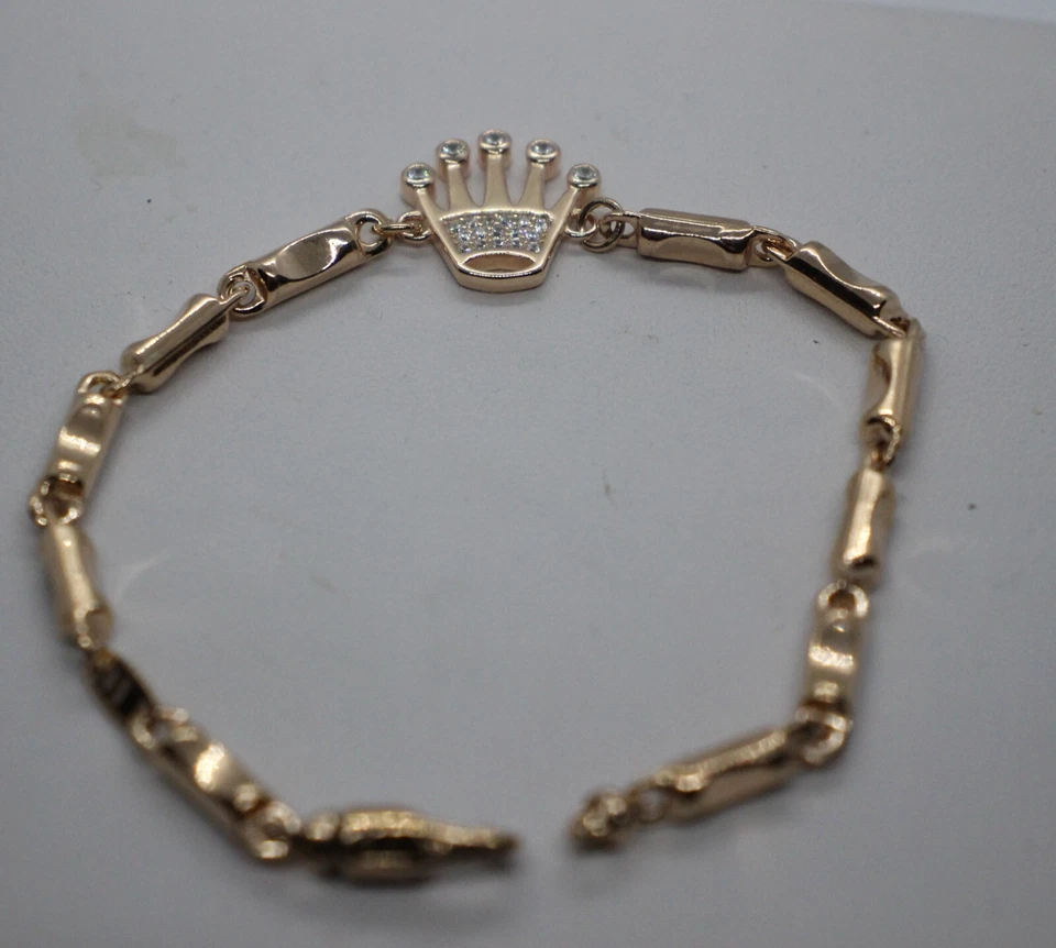 BRACCIALE ARGENTO CORONA CROWN RAMATO CM 17 MM 15X14 ZIRCONI BIANCHI EXPLOIT - Immagine 1 di 4