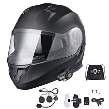AHR Motorcycle Flip up Full Face DOT Helmet Bluetooth 5.0 Headset Visor Kit M
