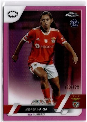 Andreia Faria 2022-23 Topps Chrome Women's Pink Refractor #21 Benfica #173/199 - Image 1 of 2