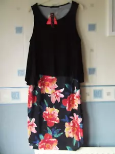 NEW LADIES SUMMER DRESS BLACK/PINK FLORAL size 18 *SO FABULOUS* - Picture 1 of 2
