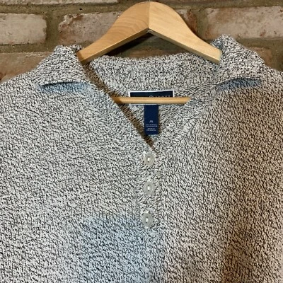 Karen Scott - Suéter Henley Feminino com Gola - Malha Cinza robusta - Tamanho Médio - Imagem 1 de 4