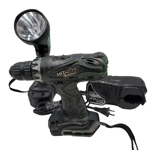 HITACHI Cordless Drill Set Flashlight Charger Battery DS 14DVF3 14.4V 15/32 - Picture 1 of 18