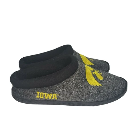 Size Small 7-8 NCAA Iowa Hawkeyes Unisex Cup Sole Slippers Gray Yellow Black Cover