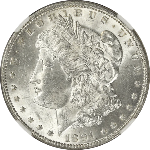 1891 Morgan Silver Dollar $1 NGC MS 62 Cover
