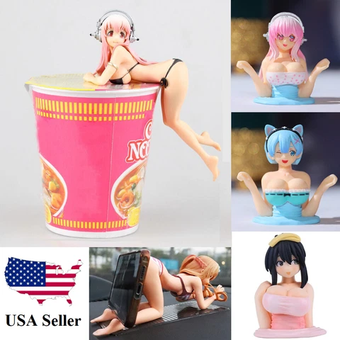 Super Sonico Sexy Anime Figure Cup Noodle Swimsuit PVC Figure Toy Shaking Chest Cover