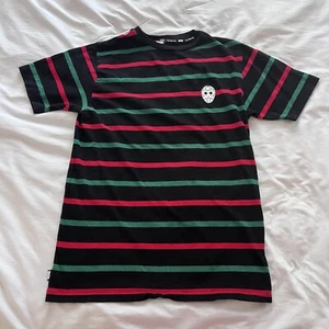 DGK Shirt Men Small Black Striped Jason Horror Masked Friday 13th Skate - Picture 1 of 6
