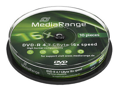 10 MediaRange DVD Rohlinge DVD-R 4,7 GB 16x Fach • 6.99€