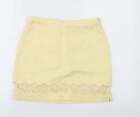 Top Shop Womens Yellow Floral Cotton A-Line Skirt Size 10 Zip