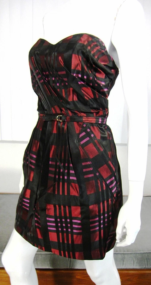 VESTIDO AQUA SIN TIRANTES MINI CÓCTEL Fiesta Baile de graduación Talla Pequeña Mediana Rojo Negro Foto 1 de 4