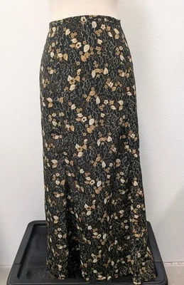 Falda midi floral marrón negra Kathie Lee mamá años 90 vintage talla 14 caprichosa Foto 1 de 4