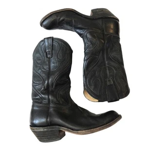 Stewart 0124 Kindred Black Leather Cowboy Boots 9D - Picture 1 of 8