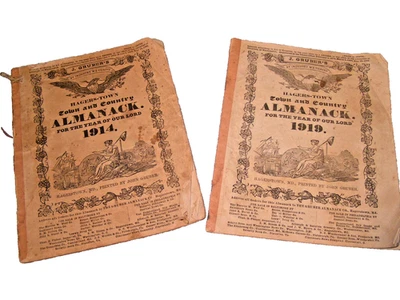 Original 1914 & 1919 John Grubers Hagerstown, MD. Almanac Foto 1 de 4