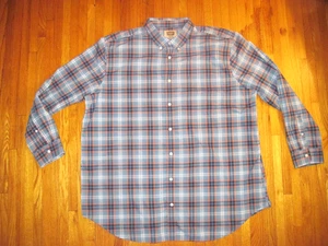 Foundry Blue/Orange Check Easy Care Long Sleeve Oxford Shirt 3XLT New - Picture 1 of 7