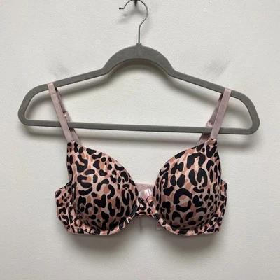 Sujetador Camiseta Rosa Victorias Secret Mujer Rosa Negro Leopardo Con Aros 36C Foto 1 de 4