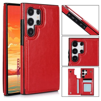 Wallet Card Holder Case For Samsung Galaxy S25 S24 S23 S22 S21 S20 Leather Cover - Image 1 of 4