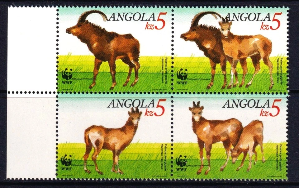 Antílope Angola 1990 - Hippotragus niger Completo Como Nuevo MNH Conjunto Bloque SC 781-784 Foto 1 de 1