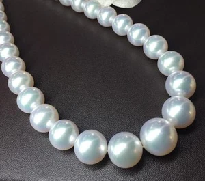 18"9-10mm natural south sea white round pearl necklace 14k - Picture 1 of 2