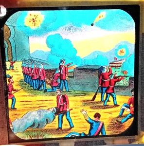 Rare Part Set: 10 of 12 Coloured Glass Magic Lantern Slides The Siege Of Lucknow - Picture 1 of 10
