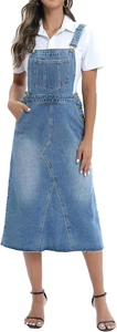 Denim Overall Dress for Women Casual Sleeveless Adjustable Straps Jeans Dres 202 - Picture 1 of 4