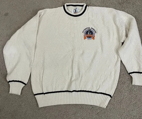 RARE VTG Pittsburgh Penguins 1992 Stanley Cup Champs XXL Nutmeg Sweater W/ Patch Cover