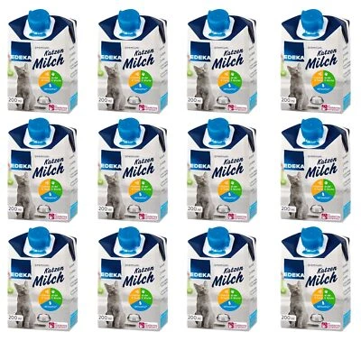 EDEKA Katzenmilch 12er Pack Premium Milch für Katzen laktosefrei, zuckerfrei