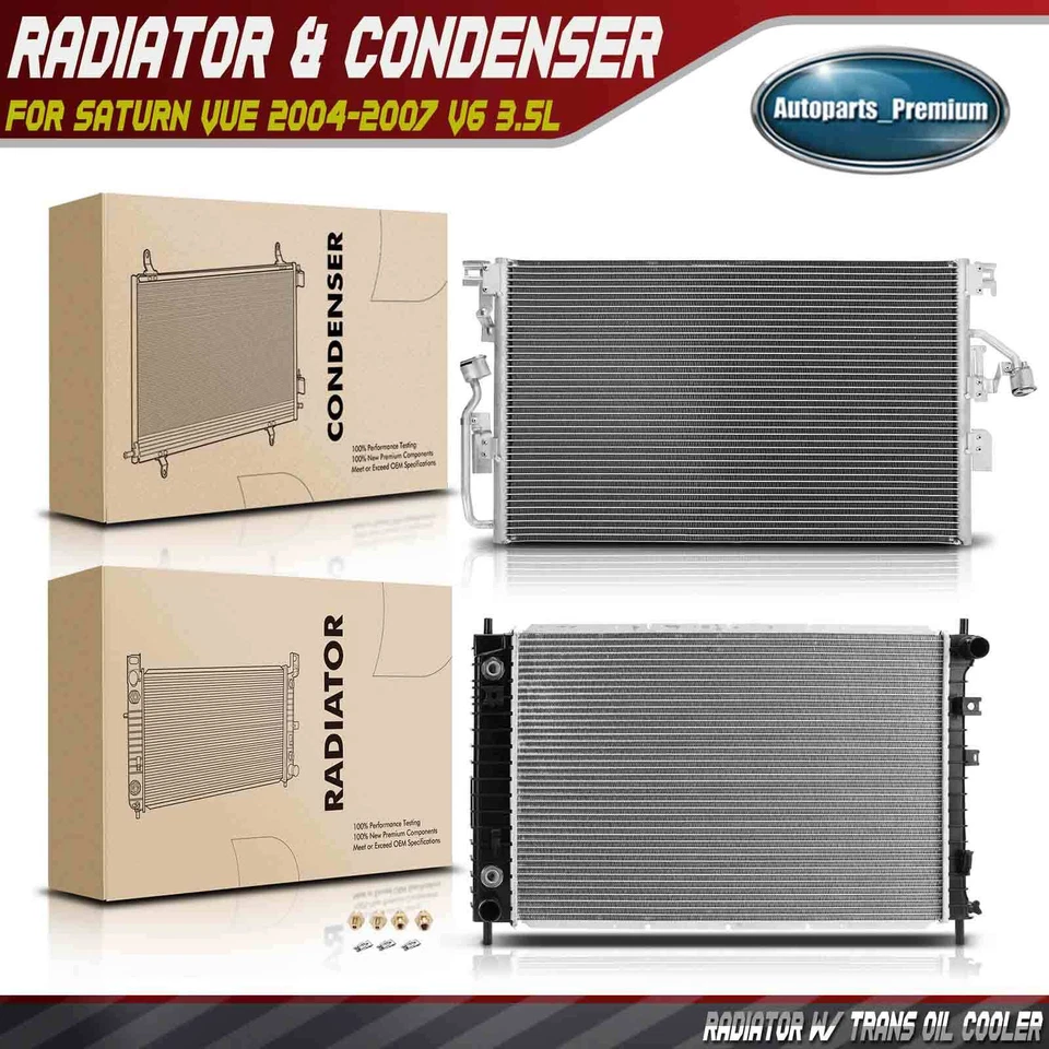 Kit de resfriamento de radiador e condensador CA para Saturn Vue 2004-2007 V6 3.5L Auto Trans. - Imagem 1 de 4