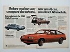GM Olsmobile Firenza Cars Hatchback, Sedan, Wagon models 1982 Vintage Print Ad
