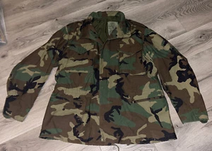 US Military Army Camo Cold Weather BDU Winter Hood Field Jacket Size Large Reg - Picture 1 of 4