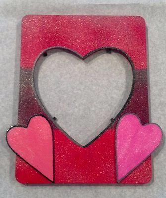 MARCO CORAZÓN MADERA PINTADO Y DECORADO A MANO con 2 CORAZONES 3D DÍA DE SAN VALENTÍN Foto 1 de 4