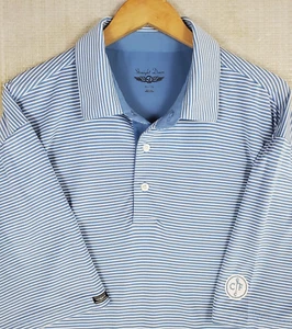 STRAIGHT DOWN x CONWAY FARMS Size XL Mens Polo Shirt Blue White Stripe Golf - Picture 1 of 16