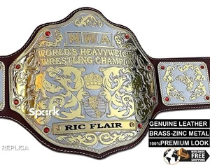 NWA Big Gold World Heavyweight Champion Title Belt Replica 4mm Zinc Adult Size - Picture 1 of 4