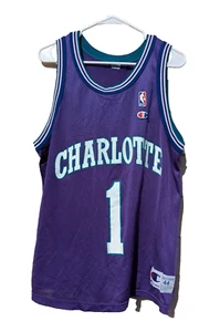 Charlotte Hornets NBA Vintage #1 Muggsy Bogues 90s Champion Jersey Men 44 Medium - Picture 1 of 12