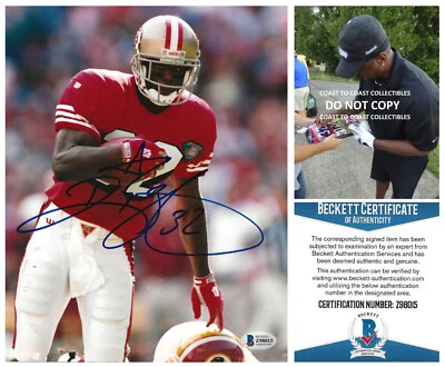 Foto firmada por Ricky Watters fútbol americano de los 49ers de San Francisco 8x10 prueba de certificado de autenticidad Beckett. Foto 1 de 3