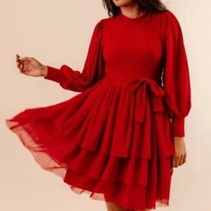 NWT - Ivy City Co. Cosette Tulle Red Dress - XS - Picture 1 of 10