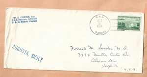 EE. UU. MINDORO OCT 2,1950 FPO NORFOLK VA / AUGUSTA SICILIA CUBIERTA NAVAL - Imagen 1 de 1