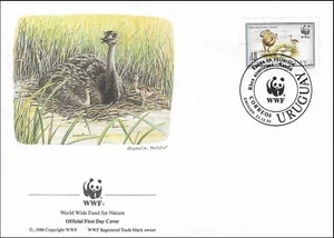 Nandu Greater Rhea's Babies And Eggs Big Flightless Bird Nature Uruguay FDC 1993 - Picture 1 of 1