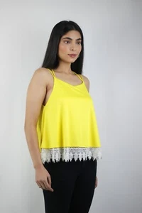 Artyska Women's Loose Fit Strappy Camisole Tank Top With Lace - Picture 1 of 4