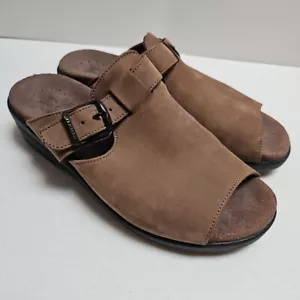 Zuecos Mephisto Zapatos Mujer Talla 37 EE. UU. 7 Beige Gamuza Punta Abierta Cómoda Hebilla - Imagen 1 de 10