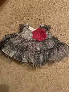 Marmellata Girls Black and white Lined Front Bow Dress Size 3 Months - Picture 1 of 8