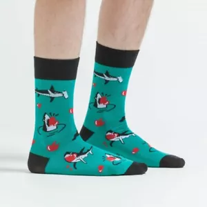 Sock It To Me Novelty Golf Socks Love Bites Shark Men's Crew Socks NEW!! - Picture 1 of 4