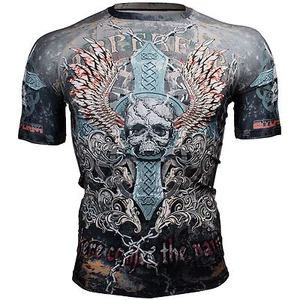 FX-306 SKULL CROSS Skin Tight Compression Base layer Jiujitsu MMA GYM Rash guard - Picture 1 of 6