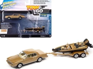 1980 CHEVROLET MONTE CARLO GOLD & BOAT 1/64 JOHNNY LIGHTNING JLBT017-JLSP317 B - Picture 1 of 1