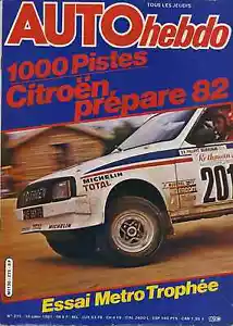 AUTO HEBDO n°275 15/07/ 1981 Essai course Metro Trophé, 1000 Pistes - Foto 1 di 1